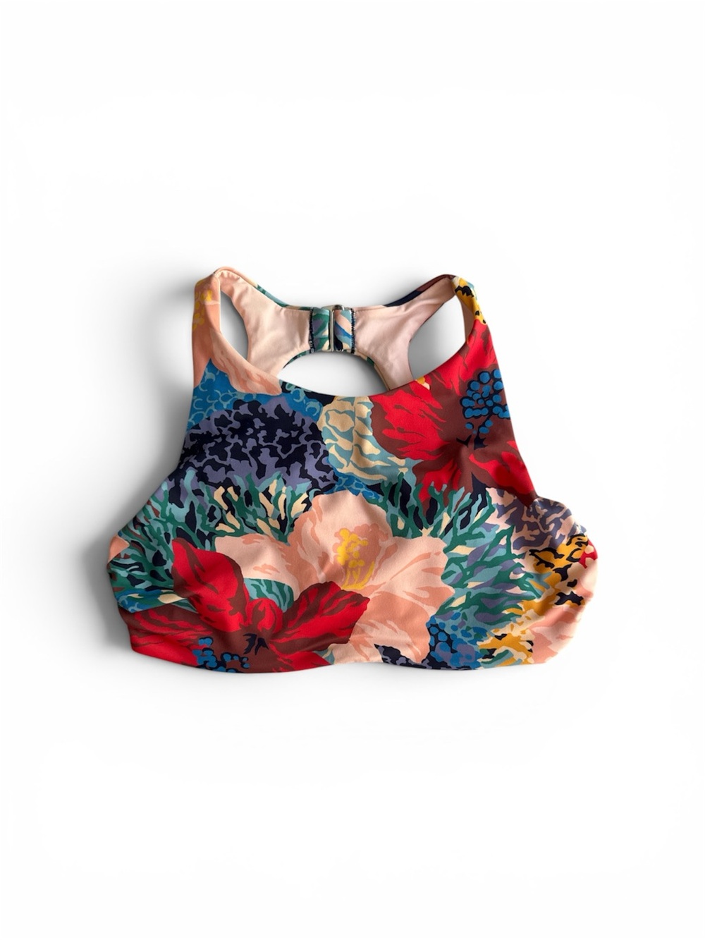 ATHLETA Women’a Bora Multi Maldives High Neck Bikini Top Size 32 B/C Tropical